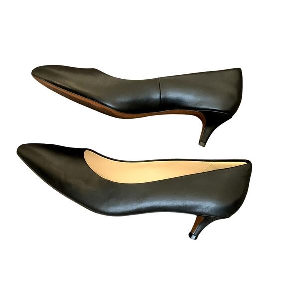 Cole Haan Black Leather Pointed Toe Low Heel Quincy Kitten Heel Pumps Size 8.5 M - Picture 2 of 8